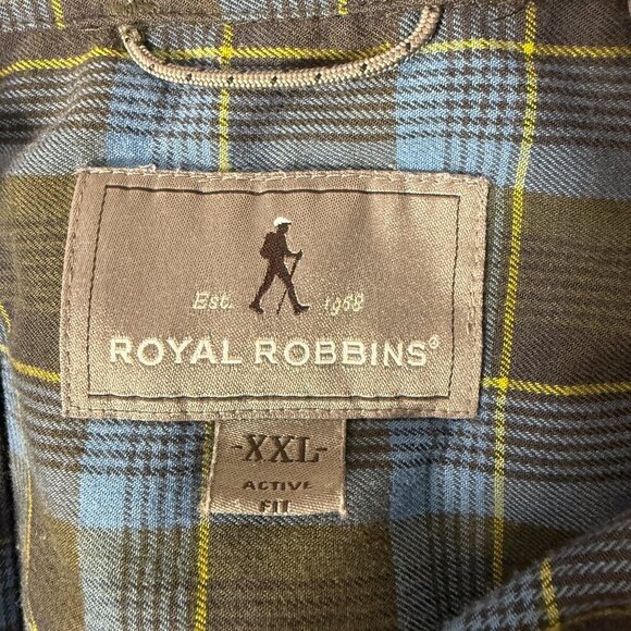 Royal Robbins Active Fit Button Down Shirt Men's XXL Cotton Brush Twill Plaid - Picture 2 of 8
